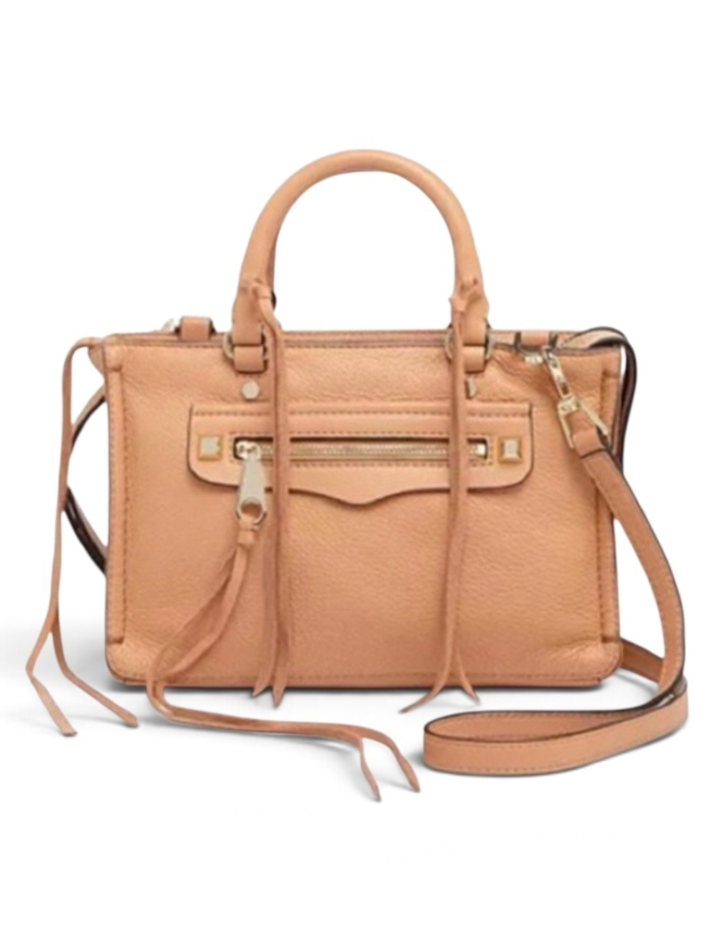 Rebecca Minkoff Tan Leather Satchel Handbag with Top Handles